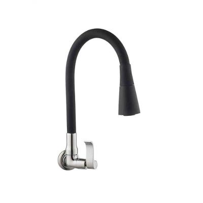 Torneira de Parede C-67 1-4 de Volta para Instalação em Bancada em Silicone com Bica Móvel Preto
