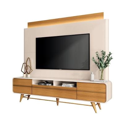 Home Theater Decorativo Majestade G26 para Tv Até 85 Polegadas MDF-MDP com LED Off White-cinamomo