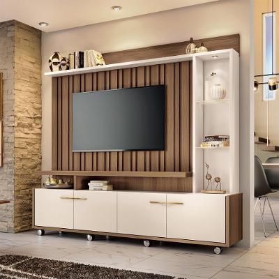 Home Theater Perseu G26 para Tv Até 60 Mdf Mdp com Led Castanho-off White Gran Belo