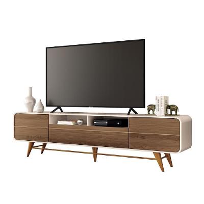 Bancada para Tv Época G26 85 Polegadas 220cm Mdf Mdp Off White Castanho Gran Belo