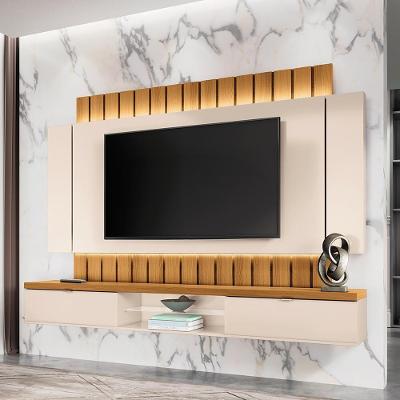 Painel Home Suspenso Shawn para Tv Até 70 219cm MDF MDP LED Off White Cinamomo Gran Belo