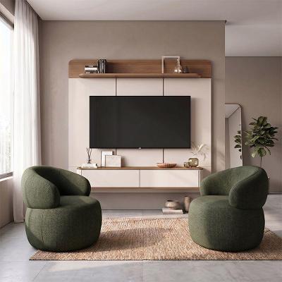 Conjunto de Sala Painel TV 70 Concept 2 Poltronas Eloah MDF Linho Verde Conffort Casa