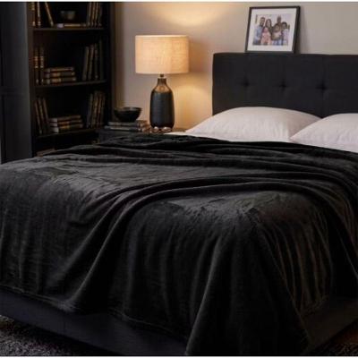 Cobertor Manta Casal 1,80x2,00m Microfibra Liso Macio Preto Manhattan