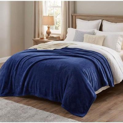 Cobertor Manta Casal Microfibra 100% Poliéster Liso Azul Escuro Manhattan