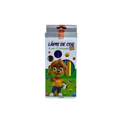 Lápis de Cor BRW Eco Sextavado 12 Cores Escolar