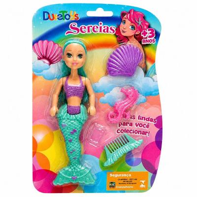 Boneca Sereia Infantil com Acessórios Cauda Removível Verde Claro