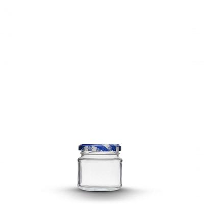 Pote de Vidro com Tampa 150ML Vedação Eficiente Xadrez Azul Modenuti