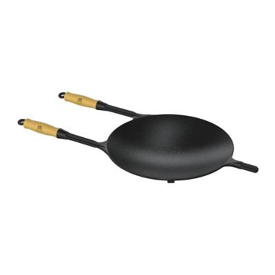 Chapa Disco Picanheira em Ferro Cabos de Madeira 35CM Preta Libaneza