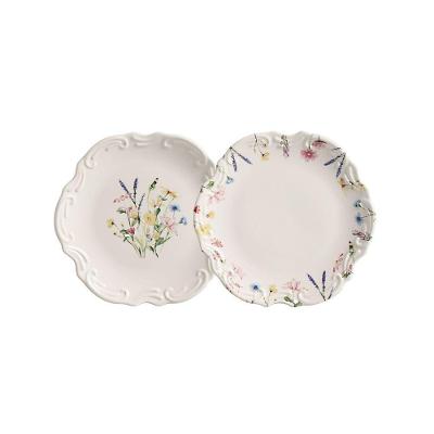 Conjunto Pratos Rasos Primavera 2 Peças Cerâmica Acabamento Refinado Branco Cerâmica Scalla