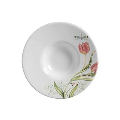 Prato de Risoto Jardim Encantado Estampa Floral Branco Cerâmica Scalla