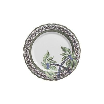 Prato Raso Paradise Tropical Estampado Cerâmica Alta Resistência Verde Scalla