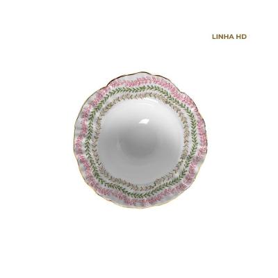 Prato Fundo Pink Palm Cerâmica 22,5cm 1 Peça Rosa Maison Blanche