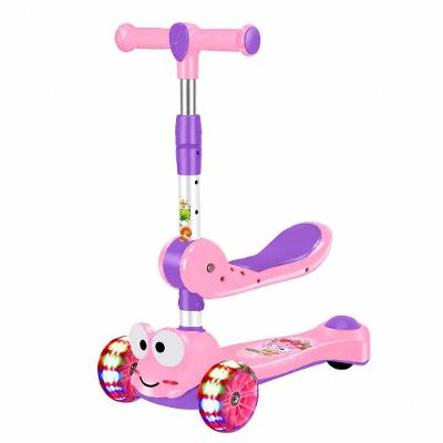 Patinete Infantil 3 Rodas Assento Sapo LED Guidão Verde Cheguei BR