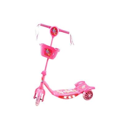 Patinete Infantil 3 Rodas Dobrável com Som Luz Cestinha Frontal Rosa