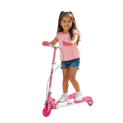 Patinete Infantil Dobrável Rosa com Três Rodas LED Até 30kg Guidão Ajustável para Criança Unitoys