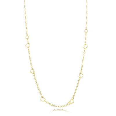 Colar Corrente Delicada com Corações Atraktiva Jóias Ouro 18k 45CM Dourado