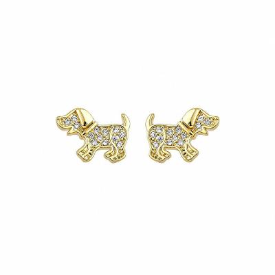 Brincos Atraktiva Jóias Cachorrinho Semijoia Ouro 18k Dourado