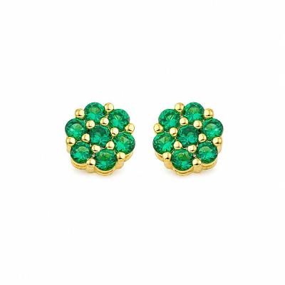 Brincos Atraktiva Jóias Flor Cravejada Semijoia Banhada a Ouro 18k Dourado