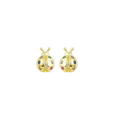 Brincos Atraktiva Jóias Joaninha Semijoia Ouro 18k Tarraxa Baby Dourado