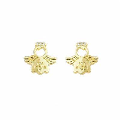 Brincos Anjo Atraktiva Jóias Semijoia Ouro 18k Tarraxa Baby Dourado