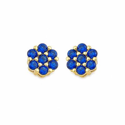 Brincos Flor Cravejada Atraktiva Jóias Semijoia Ouro 18k Tarraxa Baby Dourado