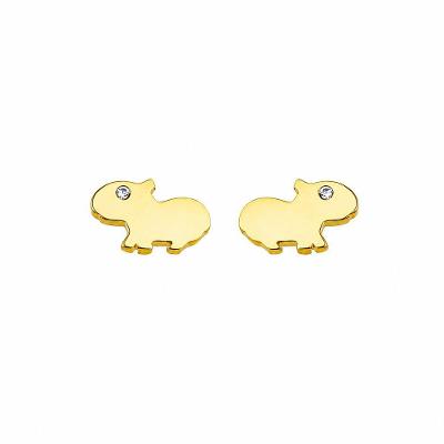 Brincos Atraktiva Jóias Capivara Semijoia Banhada a Ouro 18k Dourado
