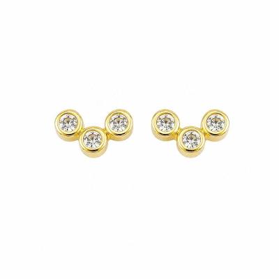 Brincos Tarraxa Baby Brilhos Atraktiva Jóias Semijoia Ouro 18k Dourado