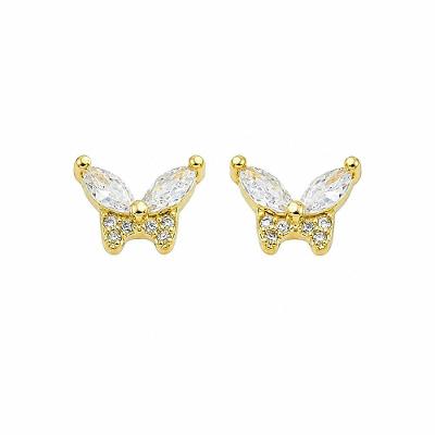 Brincos Borboleta Atraktiva Jóias Semijoia Ouro 18k Tarraxa Baby Dourado