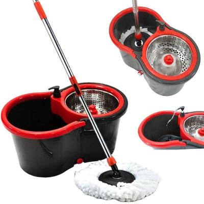 Mop Giratorio com Balde Esfregao Pro Limpeza de Pisos Microfibra com Rodinhas 13L Cinza Top
