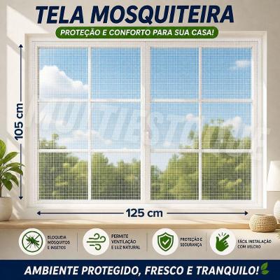 Tela Mosquiteira com Velcro 105x125cm Protecao para Janelas e Portas Vida Pratika