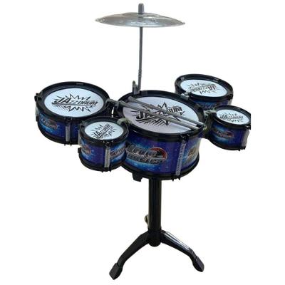 Mini Bateria de Brinquedo 5 Tambores Infantil Musical com Prato e Baquetas Vermelho