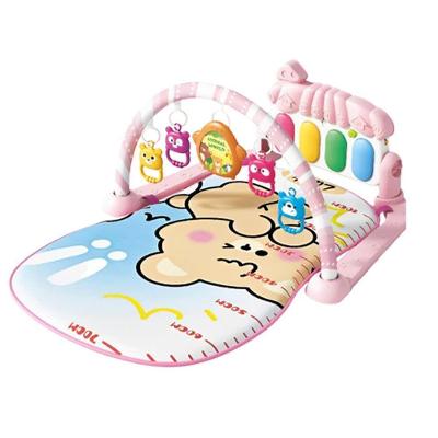 Tapete de Atividades para Bebê Musical Piano Removivel Arco com Brinquedos Suspensos Rosa