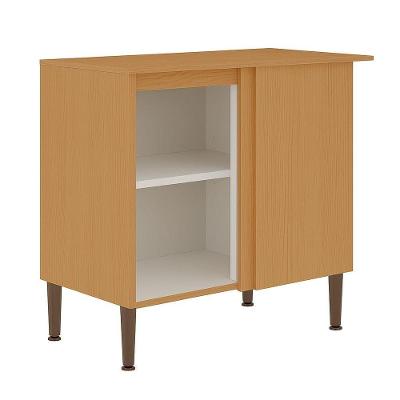Balcão de Cozinha de Canto 1 Porta MDF 93CM Freijó e Branco Genialflex Móveis