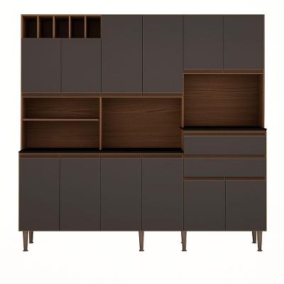 Cozinha Compacta 12 Portas 2 Gavetas MDF 204CM Ebano e Grafite Malbec