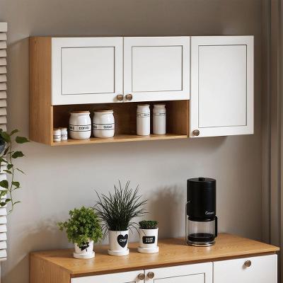 Armário Aéreo Frizz 120CM 3 Portas MDF Porta Giratória Branco Essência