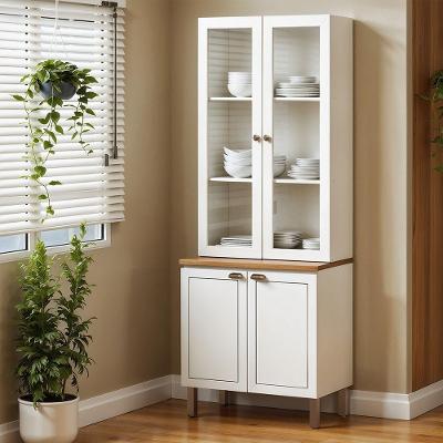 Cristaleira Conecta Frizz MDF 80CM Branco e Ébano Genialflex Móveis