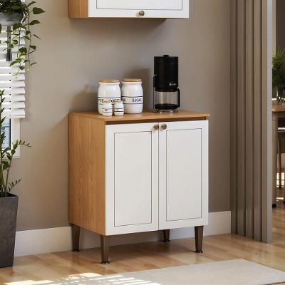 Balcão de Cozinha Essência Frizz 2 Portas MDF 70CM Cinamomo e Branco