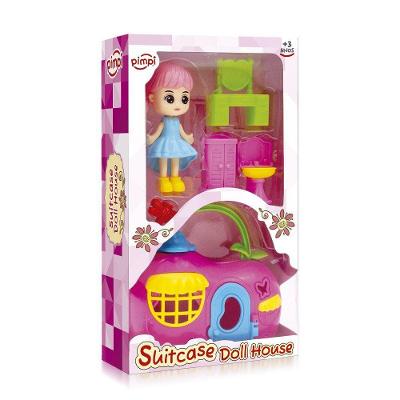 Casa de Boneca Suitcase Doll House Maleta Portátil com Acessórios