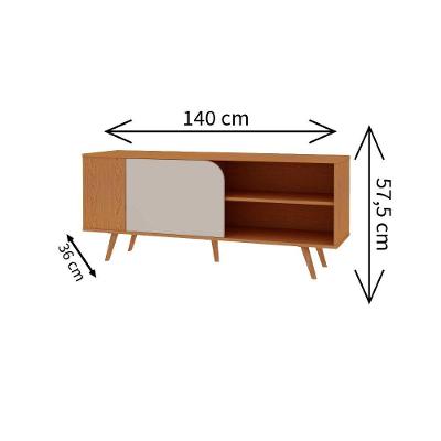 Rack Orlando para TV Até 40" 140CM MDF 1 Porta Cinamomo e Branco