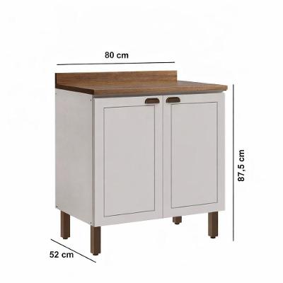 Balcão de Cozinha Conecta Frizz 2 Portas MDF 80CM Branco e Ebano