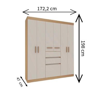 Guarda Roupa Casal Berna 7 Portas 2 Gavetas com Pés MDP Freijo-Branco