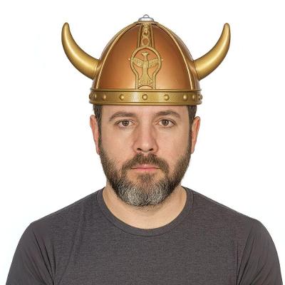 Capacete de Fantasia Viking Dourado Curto Plástico Extra Festas