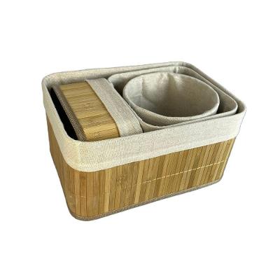 Cesto Organizador Multiuso Conjunto 4 Peças Bambu Natural para Casa Top Rio Comercial