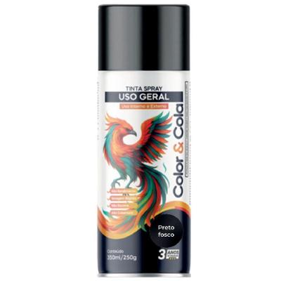 Tinta Spray Color & Cola 400ML Fosco Preto Color Total