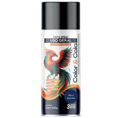 Tinta Spray Color & Cola 400ML Azul Escuro Acabamento Uniforme Color Total