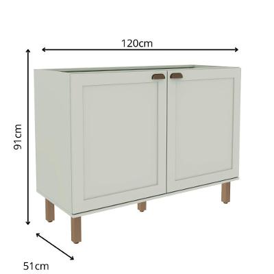 Balcão de Cozinha 1502 2 Portas MDF 120CM Verde Mint Genialflex Móveis
