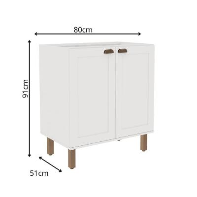 Balcão de Cozinha Iluminata 2 Portas MDF 80CM Branco Genialflex Móveis