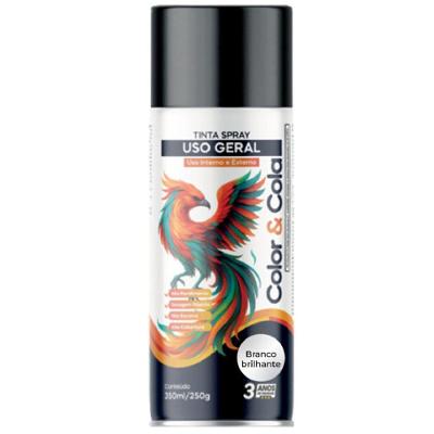 Tinta Spray Color & Cola 400ML Brilhante Secagem Rápida Branco Color Total