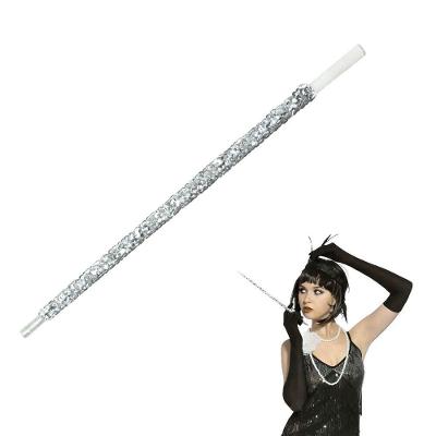 Piteira Paête Luxo Lantejoulas Plástico 34CM Prata Extra Festas