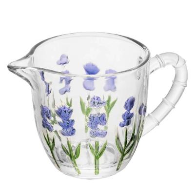 Leiteira de Cristal Lavanda Hand Painting 240ML Transparente Lyor